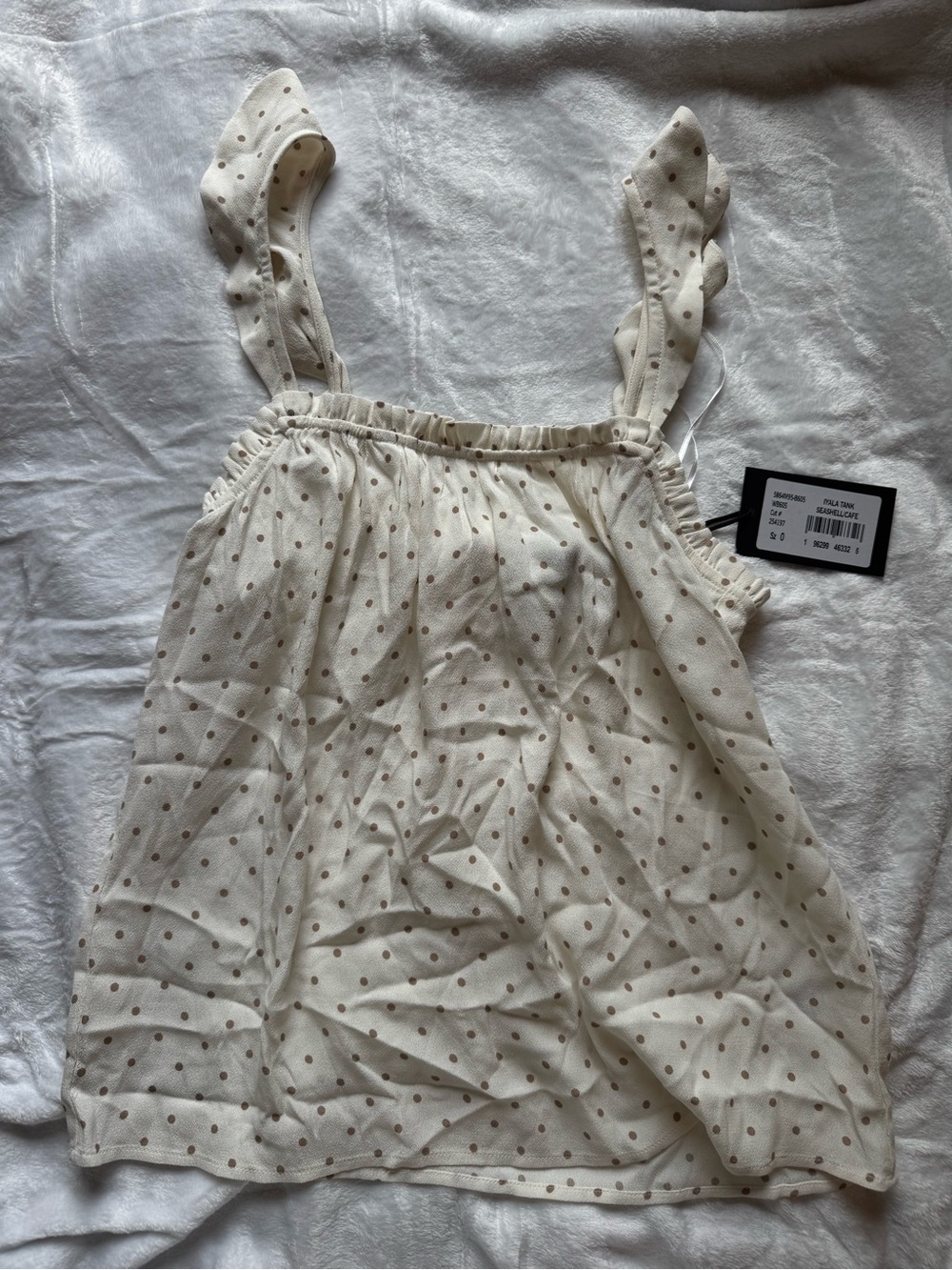 PAIGE Cream Tank Top with Brown Polka Dots